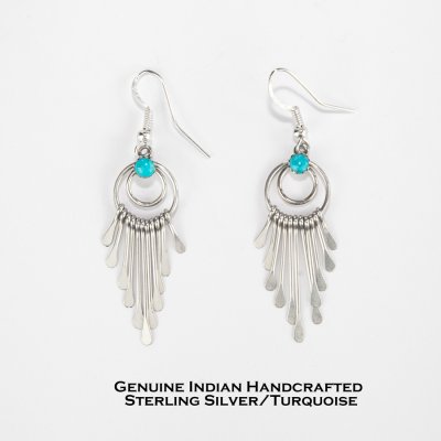 画像1: ナバホ インディアン ハンドメイド スターリングシルバー ターコイズ ピアス/Navajo Handmade Sterling Silver Turquoise Earrings