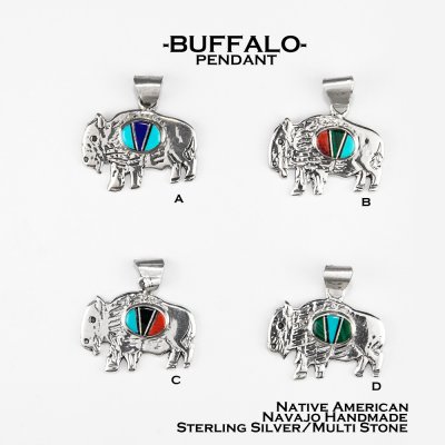 画像2: バッファロー アメリカンバイソン インディアンジュエリー ナバホ族作 925 スターリングシルバー ペンダントトップ/Native American Navajo Sterling Silver  American Bison Pendant 