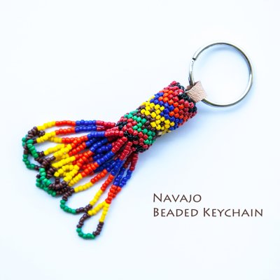 画像1: アメリカインディアン ナバホ族 ハンドメイド ビーズ アクセサリー/Navajo Beaded Keychain