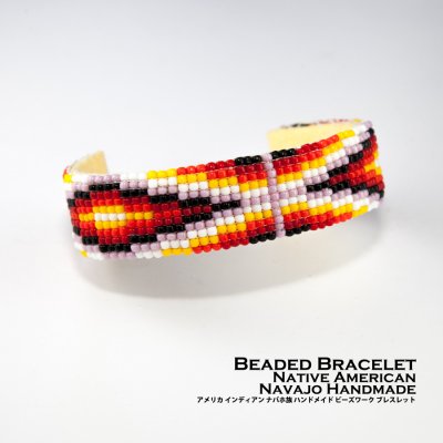 画像1: ナバホ ビーズ ブレスレット ビーズワーク バングル・ ハンドメイド インディアンジュエリー/Native American Navajo Beaded Bracelet