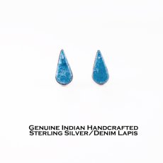 画像1: アメリカ インディアン ズニ族  ハンドメイド スターリングシルバー デニム ラピス ピアス/Native American Zuni Sterling Silver Denim Lapis Earrings (1)