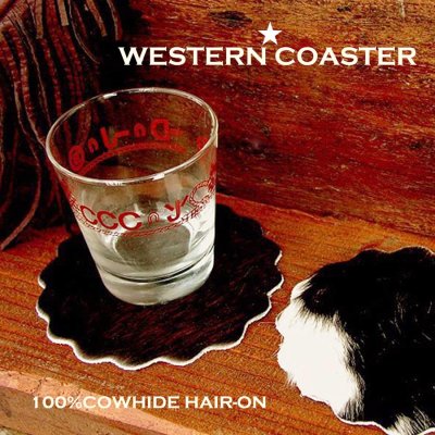 画像1: ウエスタン 牛毛皮 コースター/Cowhide Hair-on Coaster