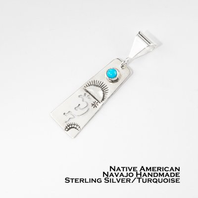 画像1: インディアンジュエリー ナバホ スターリングシルバー ターコイズ ココペリ ペンダント トップ/Navajo Turquoise Sterling Silver Kokopelli Pendant 