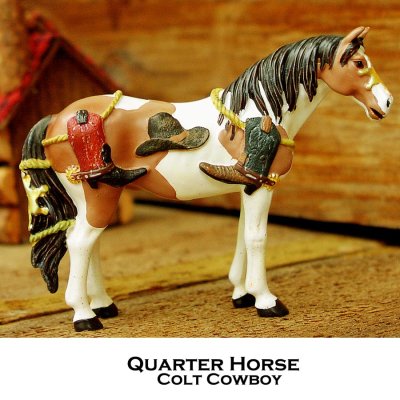 画像1: ペインテッド ホース  馬の置物 アメリカン クォーターホース コルトカウボーイ・カウボーイブーツ＆ハット/Painted Horse American Quarter Horse Colt Cowboy