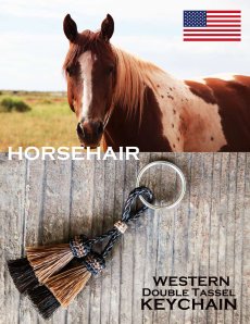 画像2: ホースヘアー 馬毛 ウエスタン キーチェーン キーホルダー ストラップ ダブルタッセル/Horse Hair Key Chains Double Tassel (2)