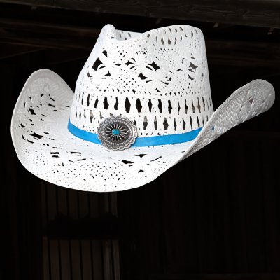 画像1:  ウエスタン ストローハット（ホワイト・ブルー）/ Western Straw Hat (White/Blue)