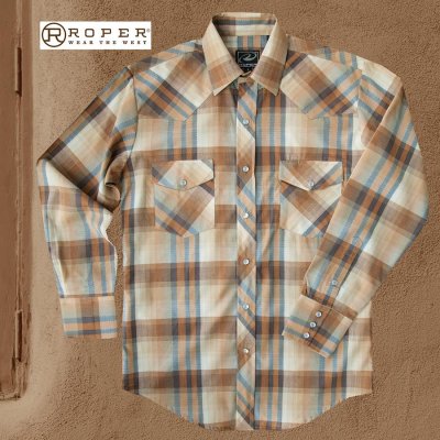画像1: ローパー ウエスタンシャツ サウスウエスト ブラウン（長袖）/Roper Long Sleeve Western Shirt(Brown)