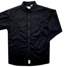 画像1: パンハンドルスリム ブラック刺繍 ウエスタンシャツ ブラック（長袖）M/Panhandle Slim Long Sleeve Western Shirt(Black) (1)