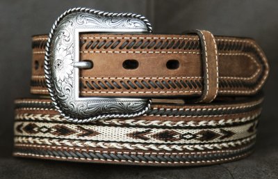 画像2: ホースヘアー レザーベルト（ブラウン）/Horse Hair Leather Belt(Brown)