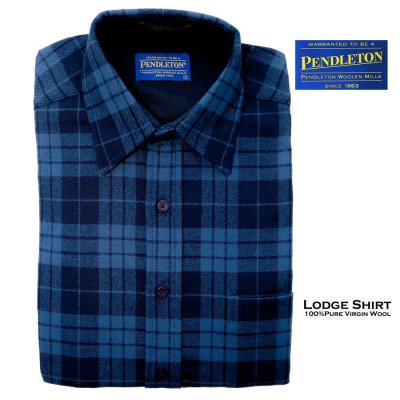 画像1: ペンドルトン ウールシャツ ロッジシャツ ブループラッドS/Pendleton Lodge Shirt(Blue Plaid)