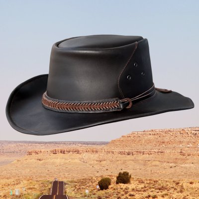 画像1: レザーバンド シェイパブルブリム レザー ハット（ダークブラウン）58cm〜59cm/Leather Hat(Dark Brown)