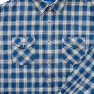 画像2: ペンドルトン ダブルフェイス ビンテージフィット ストリートシャツ ブルー ホワイト（長袖）大きいサイズ XL（身幅約66cm）/Pendleton Long Sleeve Street Shirt(Blue)