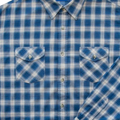 画像2: ペンドルトン ダブルフェイス ビンテージフィット ストリートシャツ ブルー ホワイト（長袖）大きいサイズ XL（身幅約66cm）/Pendleton Long Sleeve Street Shirt(Blue)