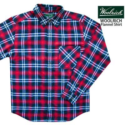 画像1: ウールリッチ フランネル シャツ レッド・ディープインディゴ・ホワイト（長袖）/Woolrich Long Sleeve Flannel Shirt(Red/Deep Indigo/White)