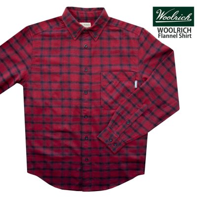 画像1: ウールリッチ フランネル シャツ レッド・ブラック（長袖）/Woolrich Long Sleeve Flannel Shirt(Red/Black)