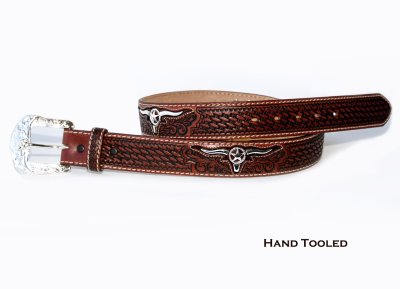 画像2: ジャスティン ロングホーン テキサススター コンチョ ウエスタン ベルト（ブラウン・ブラック）/Justin Longhorn with Texas Star Concho Western Belt(Natural Brown/Black)