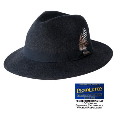 画像1: ペンドルトン ドレス ハット（チャコール）大きいサイズ XL/Pendleton Genuine Crushable Wool Felt Dress Hat(Charcoal Mix)