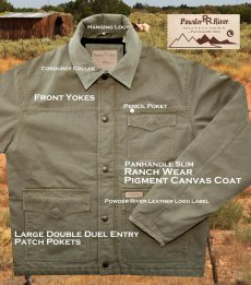 画像4: パンハンドルスリム パウダーリバー アウトフィッターズ ウオッシュ キャンバス ランチ コート M・身幅65cm（アーミーグリーン）/Powder River Outfitters Washed Canvas Coat (4)