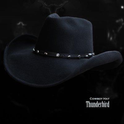 画像1: ブルハイド プレミアムウール カウボーイ ハット サンダーバード（スター・ブラック）/Bullhide Premium Wool Cowboy Hat Thunderbird(Black)