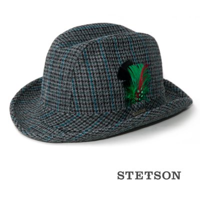 画像1: ステットソン ウール ハット（グレー・ブルー）/Stetson Wool Hat(Grey/Blue Plaid)