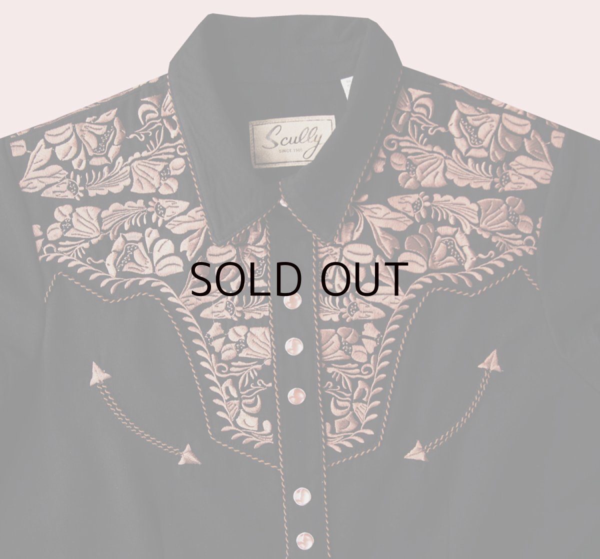 画像2: スカリー フローラル刺繍 ウエスタンシャツ ブラック キャップスリーブ M/Scully Western Shirt(Women's) (2)