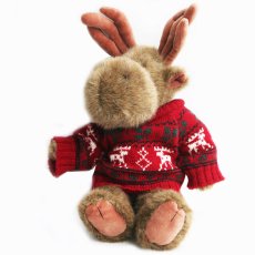 画像1: 赤いセーターを着たムースのぬいぐるみ/Stuffed Animal of Moose (1)