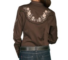 画像2: スカリー ラインストーン・刺繍 ウエスタン シャツ（長袖/ブラウン・フローラル）/Scully Long Sleeve Western Shirt(Women's) (2)