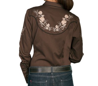 画像2: スカリー ラインストーン・刺繍 ウエスタン シャツ（長袖/ブラウン・フローラル）/Scully Long Sleeve Western Shirt(Women's)