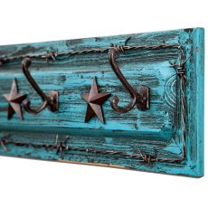 画像3: ウエスタン スター ウォール フック ターコイズ/Lonestars Wooden Wall Hook(Distressed Turquoise) (3)