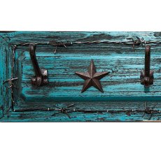 画像2: ウエスタン スター ウォール フック ターコイズ/Lonestars Wooden Wall Hook(Distressed Turquoise) (2)