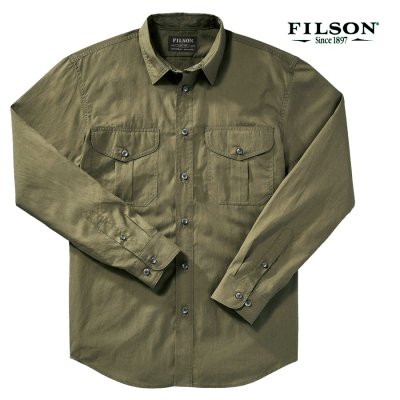 画像1: フィルソン フェザークロス シャツ（長袖・オリーブ）/Filson Longsleeve Feather Cloth Shirt (Olive)