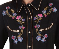 画像2: スカリー フローラル 刺繍 ウエスタン シャツ（長袖/ブラック）M/Scully Long Sleeve Western Shirt(Women's) (2)