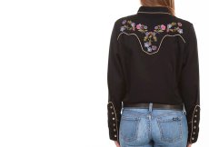 画像4: スカリー フローラル 刺繍 ウエスタン シャツ（長袖/ブラック）M/Scully Long Sleeve Western Shirt(Women's) (4)