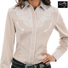 画像1: スカリー フローラル 刺繍 ウエスタン シャツ（長袖/ベージュ）M/Scully Long Sleeve Western Shirt(Women's) (1)