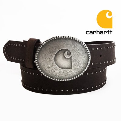 画像1: カーハート ロゴ レザー ベルト（ダークブラウン）/Carhartt Genuine Leather Logo Belt(Brown)