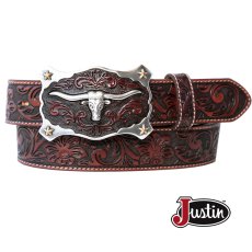 画像1: ジャスティン ロングホーン ベルト（ブラウン）/Justin Classic Longhorn Belt(Brown) (1)