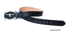 画像3: ジャスティン ロングホーン ベルト（ブラック）/Justin Classic Longhorn Belt(Black) (3)