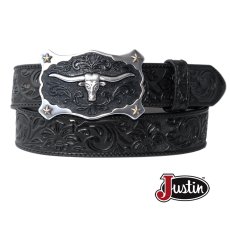 画像1: ジャスティン ロングホーン ベルト（ブラック）/Justin Classic Longhorn Belt(Black) (1)