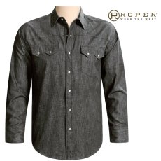 画像1: ローパー ブラック デニム ウエスタンシャツ（長袖）身幅65cm・68cm/Roper Long Sleeve Western Shirt(Black) (1)