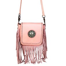 画像2: ウエスタン フリンジ レザー ショルダーバッグ クロスボディバッグ ヒップバッグ（ピンク）/100% Genuine Leather Crossbody Bag(Pink) (2)