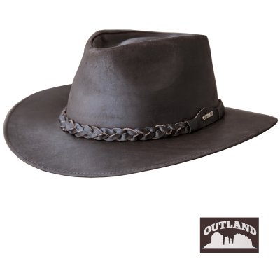 画像1: アウトランド レザー アウトバック ハット（ブラウン）大きいサイズもあり/Outland Leather Outback Hat(Dark Brown)