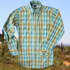 画像1: パンハンドルスリム ブルックス＆ダン コレクション ウエスタンシャツ・ターコイズ（長袖）/Brooks&Dunn By Panhandle Slim Long Sleeve Western Shirt(Turquoise) (1)