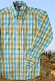 画像4: パンハンドルスリム ブルックス＆ダン コレクション ウエスタンシャツ・ターコイズ（長袖）/Brooks&Dunn By Panhandle Slim Long Sleeve Western Shirt(Turquoise) (4)