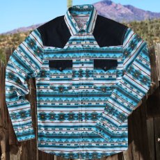 画像1: スナップフロント ウエスタンシャツ（ターコイズ・ブラック）/Long Sleeve Western Shirt(Turquoise/Black) (1)