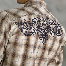 画像2: ローパー 刺繍 ウエスタン シャツ（長袖/ブラウン・ネイビー）/Roper Long Sleeve Embroidered Western Shirt(Brown) (2)