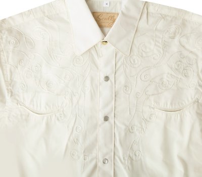 画像2: スカリー スナップフロント 刺繍 ウエスタン シャツ（長袖/ホワイト・フロント&バック刺繍）/Scully Long Sleeve Embroidered Snap Front Shirt(Men's)