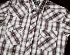 画像2: パンハンドルスリム スナップフロント サドルステッチ ウエスタン シャツ（ブラウン・ホワイト）M/Panhandle Slim Saddle-Stitch Plaid Western Shirt(Brown/White) (2)