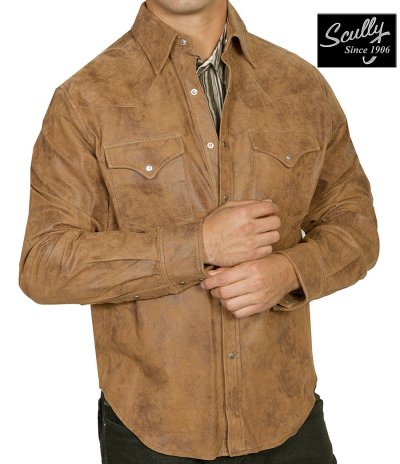 画像1: スカリー フロンティア レザー シャツジャケット（メープル）L/Scully Frontier Leather Shirt Jacket Maple(Men's)