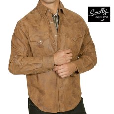 画像1: スカリー フロンティア レザー シャツジャケット（メープル）L/Scully Frontier Leather Shirt Jacket Maple(Men's) (1)