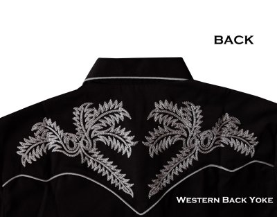 画像3: スカリー ブーツステッチ 刺繍 ウエスタン シャツ（長袖/ブラック・シルバーグレー）L（身幅63cm）/Scully Long Sleeve Boot Stitch Embroidered Western Shirt(Black)